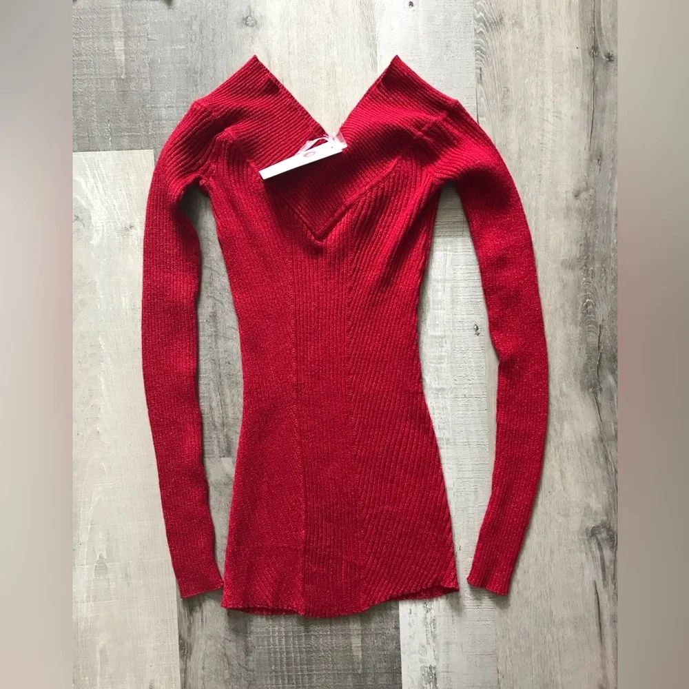 Candie's Ribbed Sparkle Portrait Collar Sweater Size Small NWT